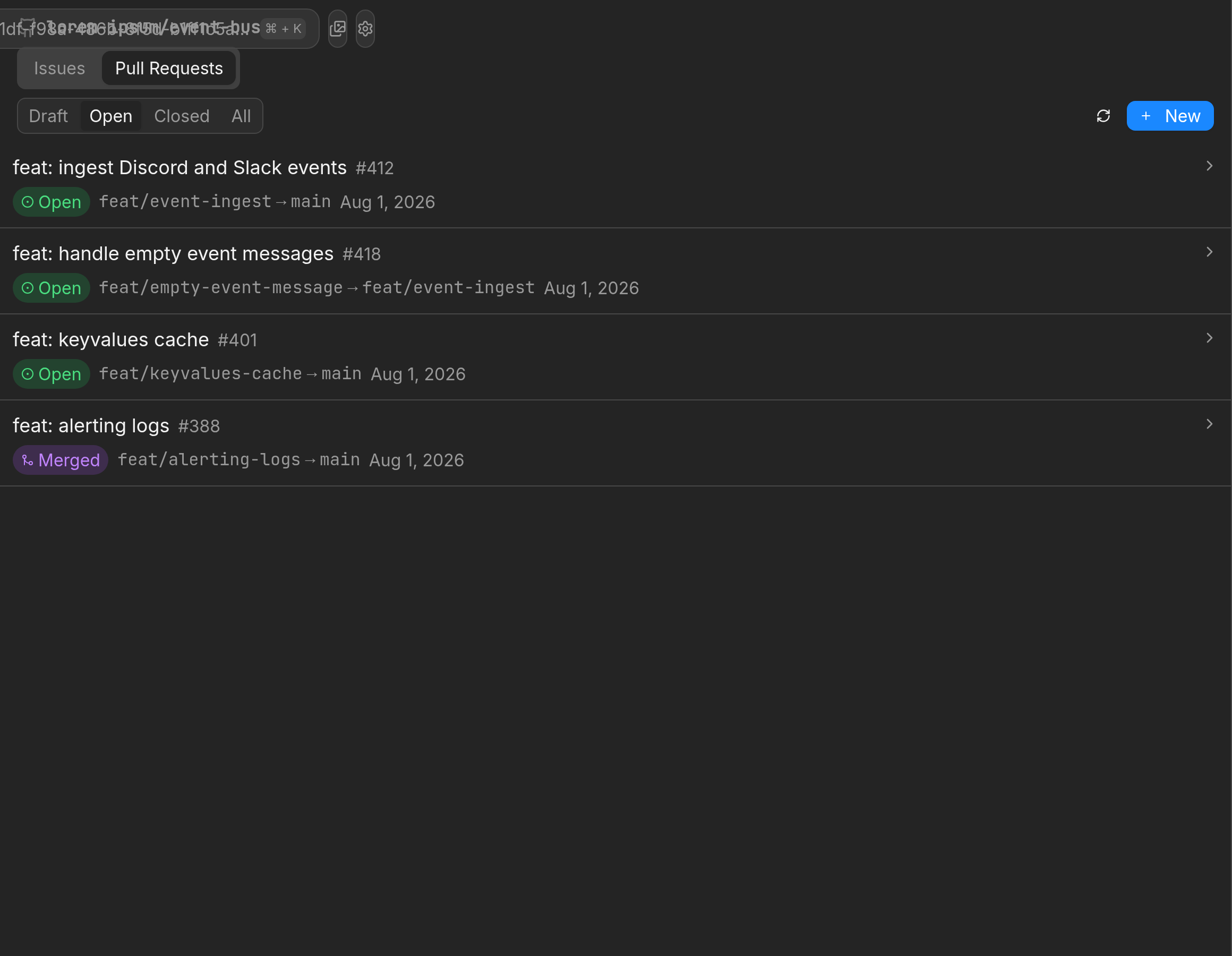 GitHub pull request list in Treq